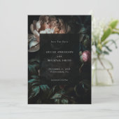 Save The Date Dark Romantic Black Peony Floral Mariage Photo (Debout devant)