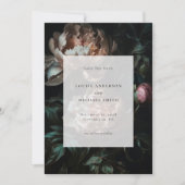 Save The Date Dark Romantic Black Peony Floral Mariage Photo (Devant)