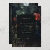 Save The Date Dark Romantic Moody Floral Mariage Photo (Devant / Derrière)