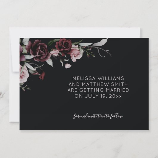 Save The Date Dark Romantic Roses Black Wedding (Dos)