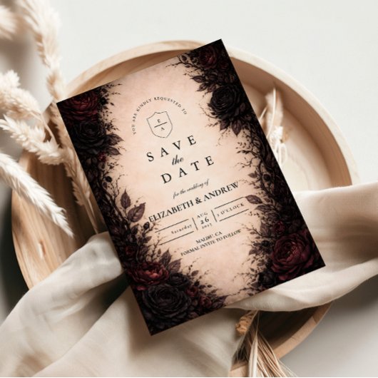 Save The Date Dark Rose Gothic Wedding