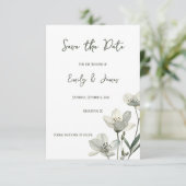 Save The Date Dark Sage Green Botanical Wedding (Debout devant)