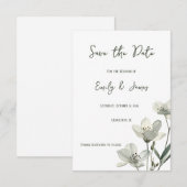 Save The Date Dark Sage Green Botanical Wedding (Devant / Derrière)