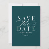 Save The Date Dark Turquoise Trendy Enregistrer La Date Aucune P (Devant)