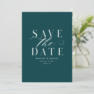 Save The Date Dark Turquoise Trendy Enregistrer La Date Aucune P
