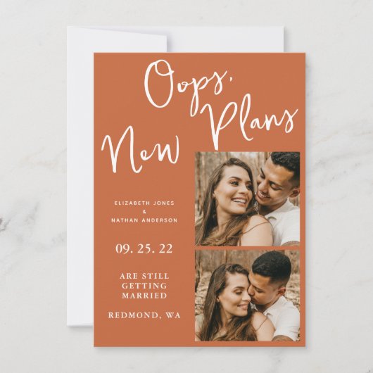 Save The Date Date de changement moderne Date Mariage Terracotta (Devant)