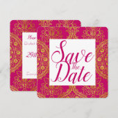 Save The Date Date de mariage à ornement doré (Devant / Derrière)