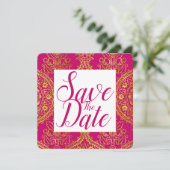 Save The Date Date de mariage à ornement doré (Debout devant)
