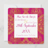 Save The Date Date de mariage à ornement doré (Dos)