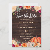 Save The Date Date de mariage à sauver automne rustique citrouil (Devant)