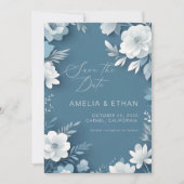Save The Date Date de mariage à sauver Fleurs blanches sur fond (Devant)