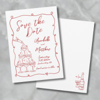 Date de mariage rouge dessinée à la main de façon