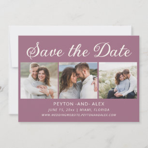 Save The Date Date de sauvegarde du Mariage Mauve Purple 4-Photo