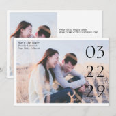 Save The Date Date Gras Mariage Minimaliste Élégant Moderne (Devant / Derrière)