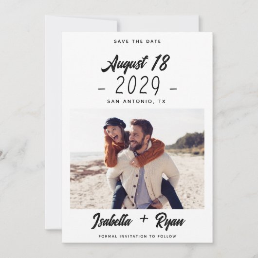 Save The Date Date Manuscrit & Photo de Mariage Personnalisée (Devant)