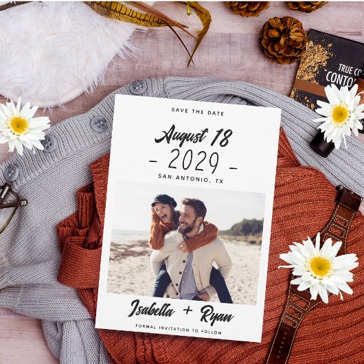 Save The Date Date Manuscrite & Photo de Mariage Personnalisée