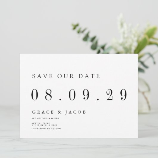 Save The Date Date Mariage minimal moderne non photo (Debout devant)