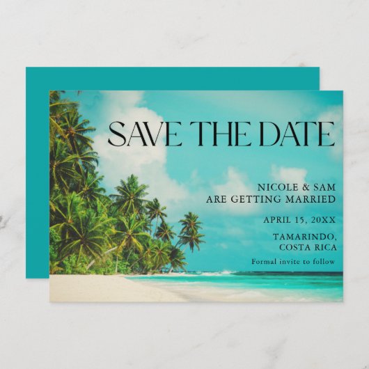 Save The Date Dates de mariage à la plage tropicale à conserver (Devant / Derrière)