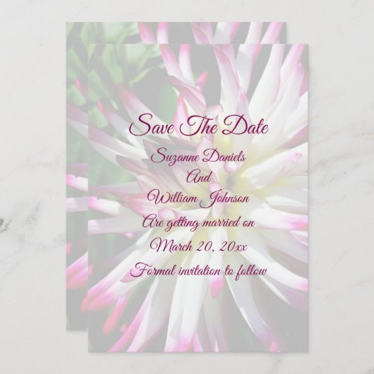 Save The Date Dazzling Dahlia Mariage (Devant / Derrière)