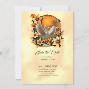 Save The Date De beaux cygnes amoureux.