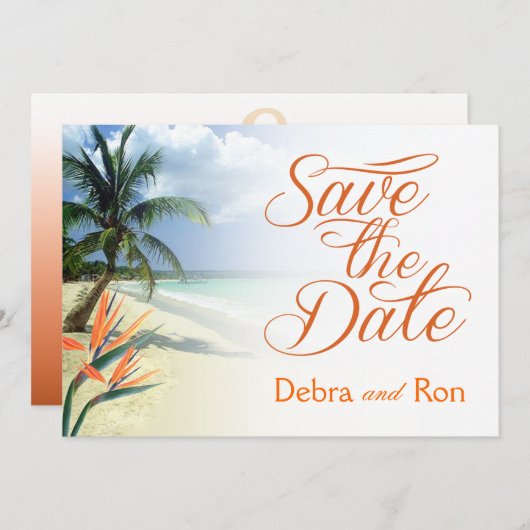 Save The Date Debra Emerald Waters Beach Enregistrer la date | p (Devant / Derrière)
