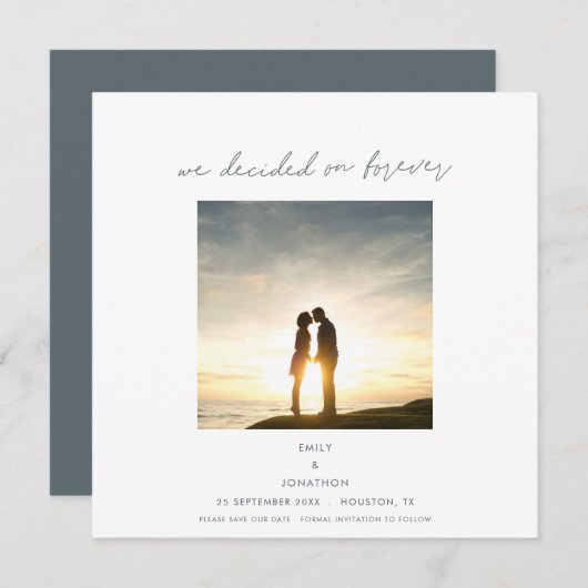 Save The Date Décidé sur Forever Photo Minimalist (Devant / Derrière)
