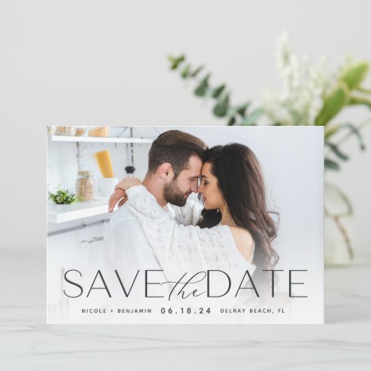 Save The Date Déclaration Moderne | Photo Horizontale (Debout devant)