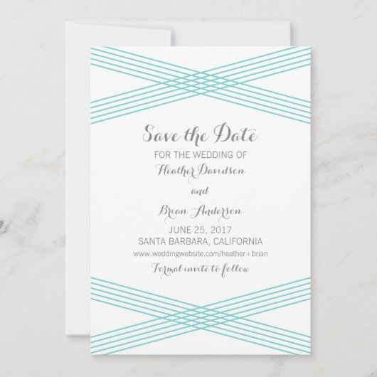 Save The Date Déco moderne turquoise Enregistrer la date Invitat (Devant)
