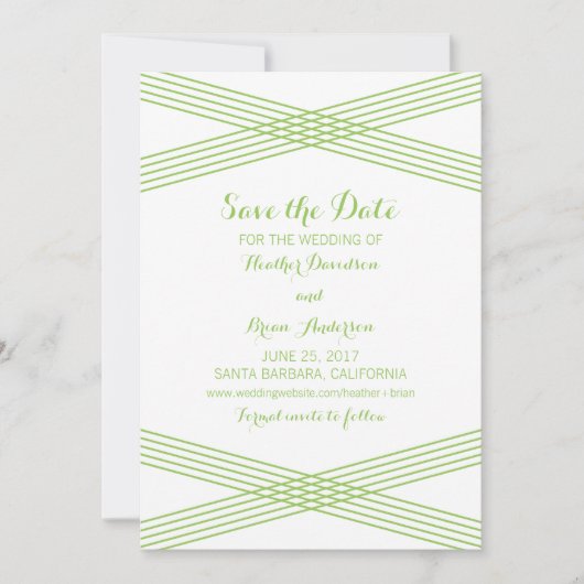 Save The Date Déco moderne verte Enregistrer l'Invitation de dat (Devant)