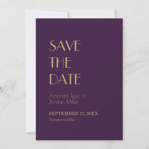 Save The Date Déco type or   Mariage violet foncé Enregistrer La