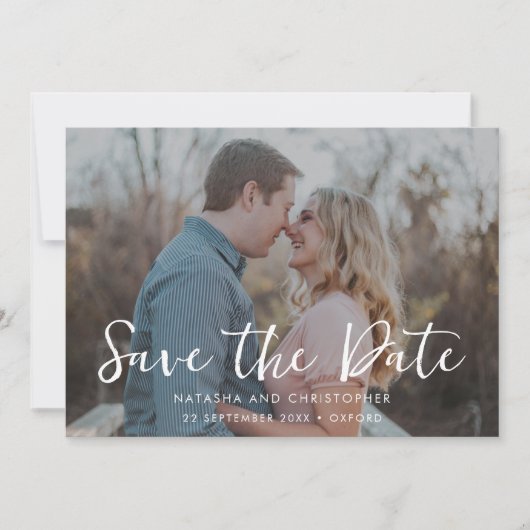 Save The Date Décontracté manuscrit superposition photo QR Code  (Devant)