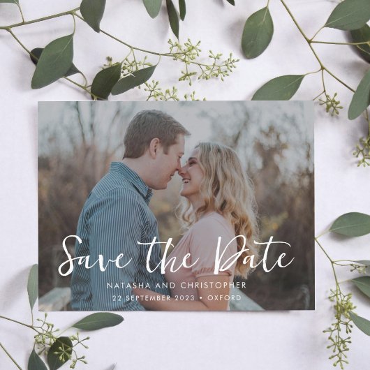 Save The Date Décontracté manuscrit superposition photo QR Code