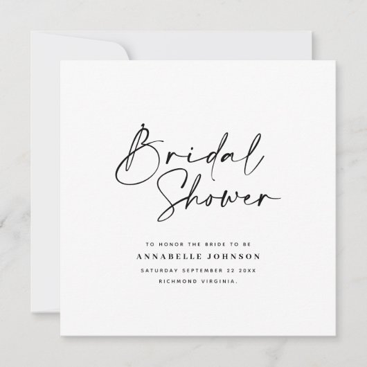 Save The Date Décontracté script blanc simple douche nuptiale (Devant)