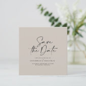 Save The Date Décontracté script gris moderne minimum mariage (Debout devant)