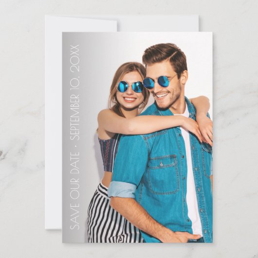 Save The Date Décontracté Script Photo Wedding Enregistrer La Da (Devant)