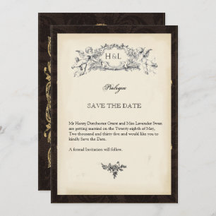 Save The Date Décor gothique vintage livre thématique