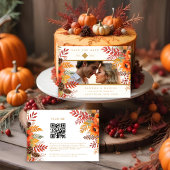 Save The Date Decorative Fall Foliage & Flowers Photo Wedding 