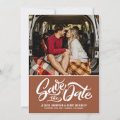 Save The Date Découpage photo en terre cuite en blanc (Devant)