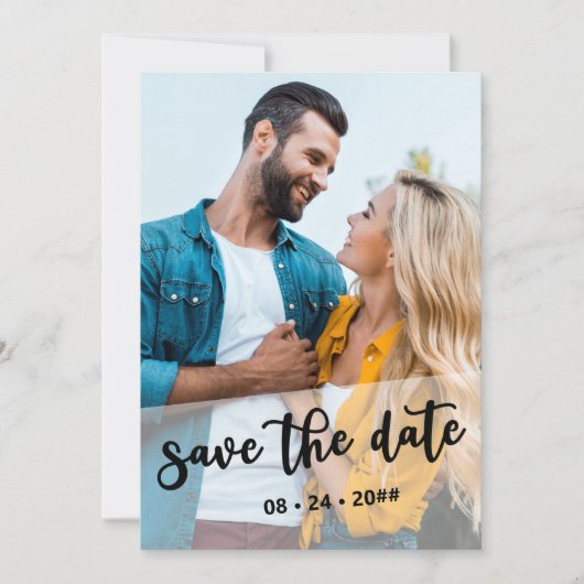 Save The Date Découpage translucide 2 Photo Lettrée à la main (Devant)