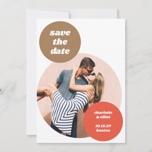 Save The Date Découpe de photo ludique Rétro Neutres Mariage Uni (Devant)