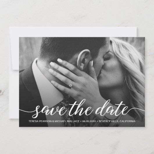 Save The Date Découpe De Script Moderne Enregistrer La Photo De (Devant)