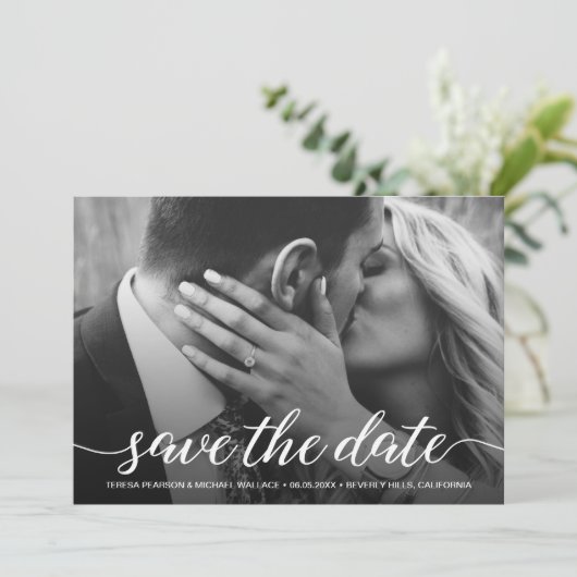 Save The Date Découpe De Script Moderne Enregistrer La Photo De (Debout devant)
