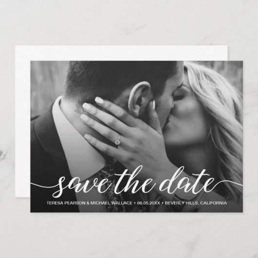 Save The Date Découpe De Script Moderne Enregistrer La Photo De  (Devant / Derrière)