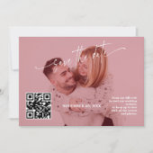 Save The Date Deep Burgundy Calligraphy QR Code Photo Wedding   (Devant)