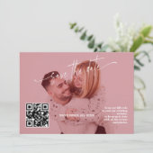 Save The Date Deep Burgundy Calligraphy QR Code Photo Wedding   (Debout devant)