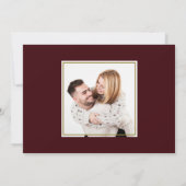 Save The Date Deep Burgundy Calligraphy QR Code Photo Wedding   (Dos)