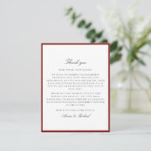 Save The Date Deep Red Border Wedding Thank You Card (Debout devant)