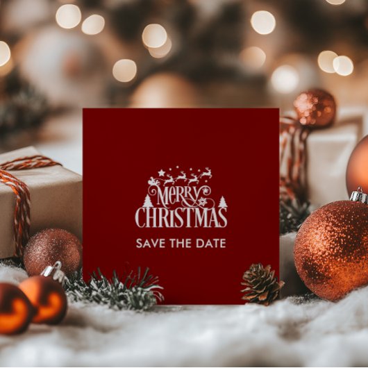 Save The Date Deep Red Christmas Brunch Party