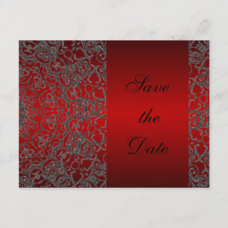 Save The Date Deep Red Elegant Modern Lace Enregistrer la date