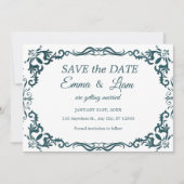 Save The Date Deep Teal Blue Talavera Mexican Wedding (Devant)